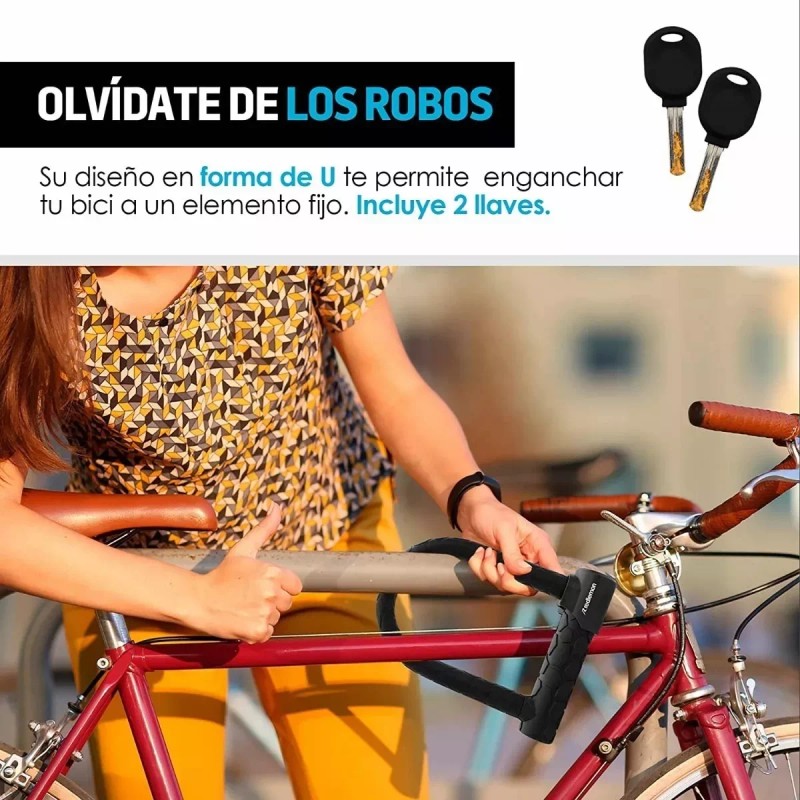 3058 Candado Rigido Tipo U Para Bicicleta Moto Con 1.2