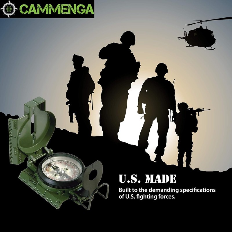 Cammenga Compass Military Grade Phosphorescent - Lensatic Compass Shock, Sand,