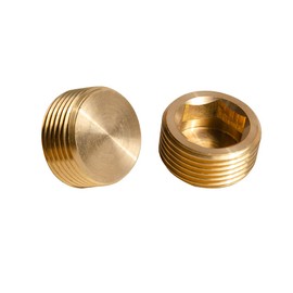 Quickun 1/2" npt Hex Plug Brass Pipe Fitting, Internal Hex Thread Socket Plug (Pack of 2)
