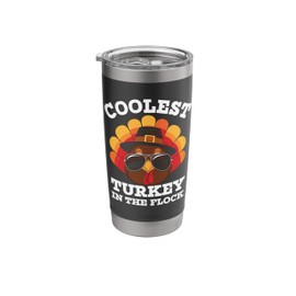 Coolest Turkey Flock Thanksgiving Feast Fun Turkey Stainless Steel Insulated Tumbler