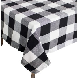 Fennco Styles Buffalo Collection Rustic Plaid Design 100% Pure Cotton Tablecloth 70 x 70 Inch - Black Square Table Cover for Banquets, Christmas, Special Events and Home Décor