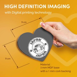 Destination Vinyl ltd Great Coasters (Set of 2) Heart - BW - Japan Pagoda Flag Japanese Drink Glossy Coasters/Tabletop Protection for Any Table Type #39798