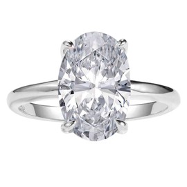 LEMON GRASS 3.5ct Oval Solitaire Engagement Ring Thin Band in Sterling Silver 925 Platinum Plating Size 6