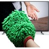 QUALIALL, Green Chenille Microfiber Dusting Mitt, 10.5x8 Inch, Electrostatic, Reusable,
