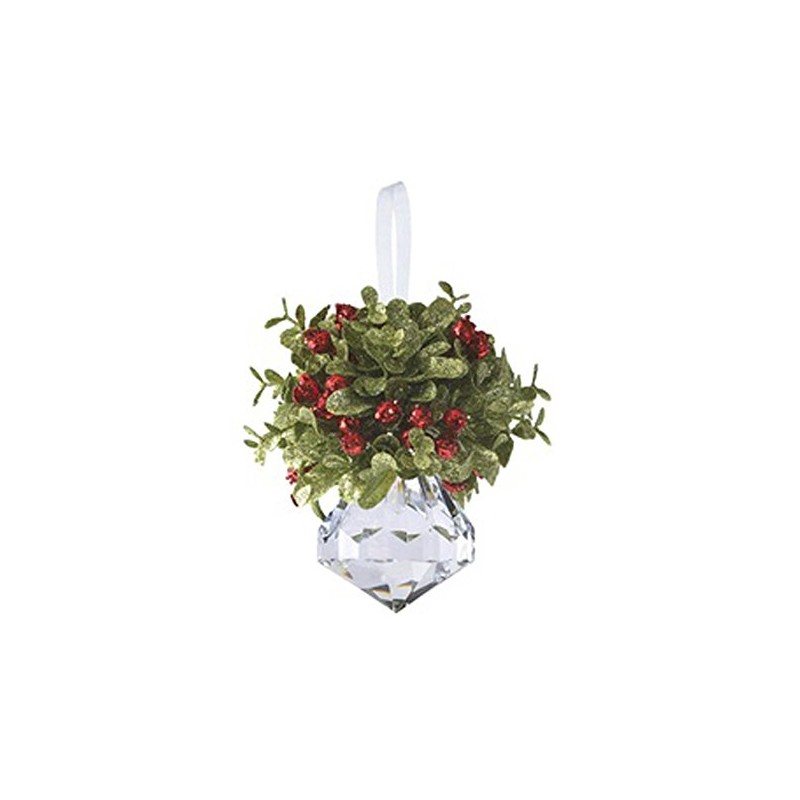 Ganz Kissing Krystal Acrylic Christmas Mistletoe Ornament with Hanger