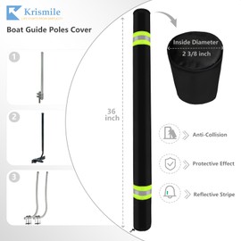 Krismile 36" Boat Trailer Guide Pole Covers,Boat Trailer Guide Protective Cover,Upgrade Heavy Duty 600D Double Plush Lining,Enhance Cushioning.(Set of 2)
