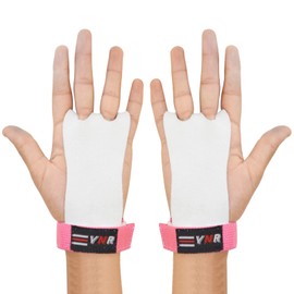 Gymnastics Palm Hand Guards, Junior Children Kids Beginner Grips Palm Protect Gymnastics Leather Training Gloves (L, Pink)