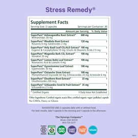 PURE SYNERGY Stress Remedy | Stress Relief Supplement with Ashwagandha | Organic Adaptogen Support from Rhodiola, Lemon Balm, and Holy Basil | for Stress, Adrenal Health, and Mood (60 Capsules)