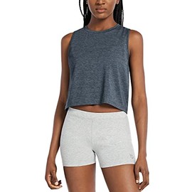 BALEAF Women's Crop Tops Workout Cropped Tank Tops Athletic Muscle Shirts Heather Navy Size M