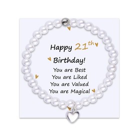 21st Birthday Gifts for Daughter Best Friend 21th Birthday Gifts for Friends Niece Pearl Bead Bracelet for Women Granddaughter Year Old Birthday Gifts for Daughter Niece 21st Birthday Gift