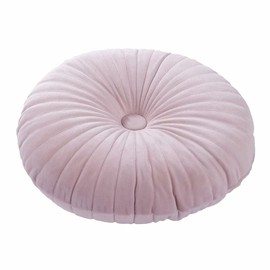 HLOVME Round Pillow Cushion for Couch Velvet Decorative Small Throw Pillow Solid Color for Living Room Bed Floor 13.7”, Pink