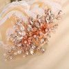 Teyglen Rose Gold Rhinestone Bridal Hair Clips Flower Bride Wedding