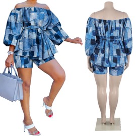 Nagfar - Conjunto de overol sexy de dos piezas, 12 Denim Blue, XX-Large