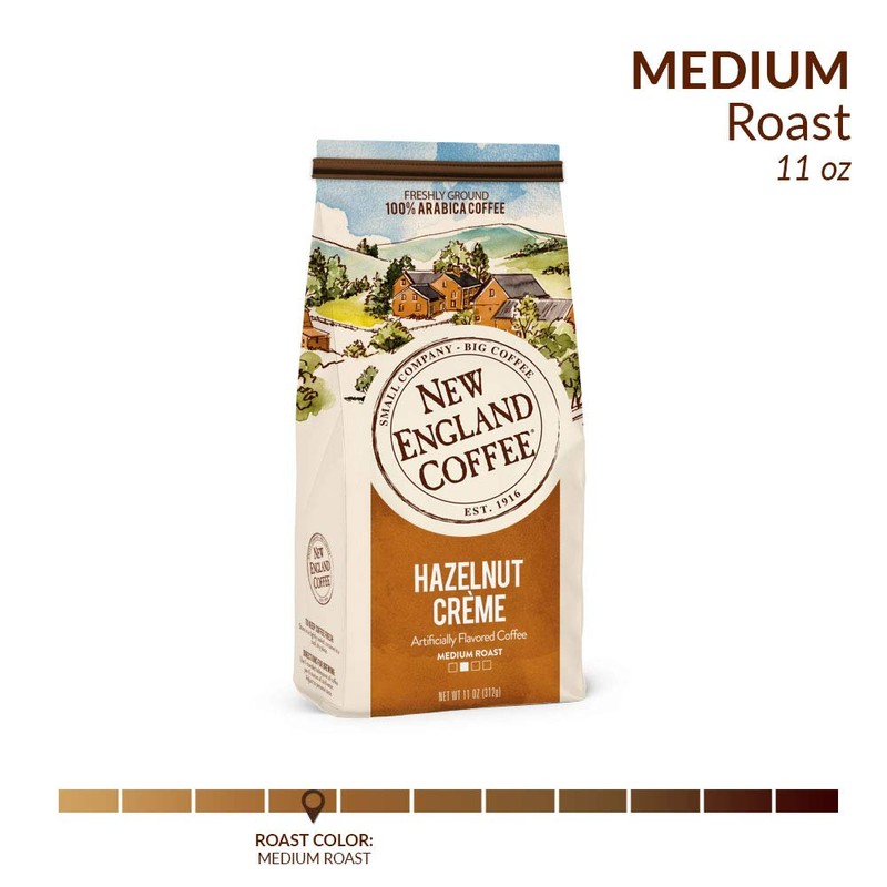 New England Coffee Hazelnut Crème Medium Roast Ground Coffee, 11oz