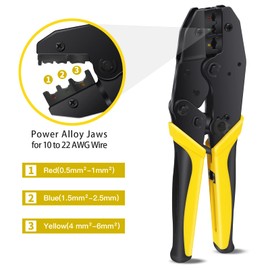 Crimping Tool Ratcheting Wire Crimping Pliers Kit for AWG 10-22 (0.5-6.0mm²) with 260 PCS 30 Types of Insulated Crimp Terminals