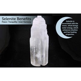 Selenite Crystal Lamp Natural and Made in Morocco | Includes Bulb and Cord with Dimmer Switch | Healing Iceberg Tower Available in 3 Sizes (10 inch)