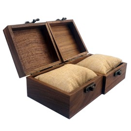 LONMAIX 2PCS/PACK Walnut Wood Box for Crafts, Jewelry Box and Watch Box Wooden Keepsake Box Gift (Walnut Box-2PCS/PACK)