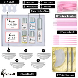 Kit de levantamiento de pestañas mejorado 2025, kit de extensión de pestañas, kit de permanente de pestañas, levantamiento y rizado de pestañas, incluye protectores oculares, almohadillas, acc