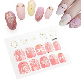 AnGalaxy Nail Sticker, White, Lace, Flower, DIY Nail Decal, For Nail Decoration, Nail Art, Easy to Apply, Top Designer, Design, Cute Nail Stickers, For Hands, Popular, Stylish, Advanced, Nail Accessories, Non-Toxic, Non-Toxic, Women's Gift, Manicure, Nai