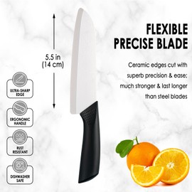 Cutqiz 7" Japanese Ceramic Knife with Cover for Veges Fruit Proteins