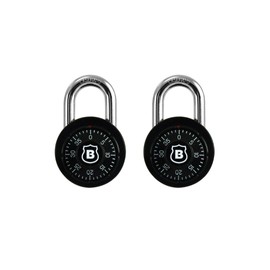 Brinks 48mm Anodized Dial Combination Lock, 2 Pack - Available in Blue, Red, Purple, or Black (Color May Vary)
