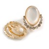 25mm Tall/Oval Faux Cat's Eye Stone Crystal Clip-On Earring in