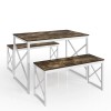 VECELO Wood Dining Table Set for 4 with Bench Kitchen