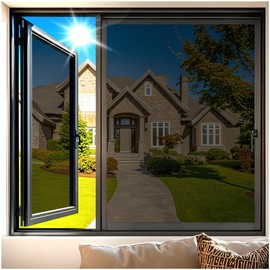 Coavas One Way Window Privacy Film, Reflective Window Tint for Home See Out Not in, Sun Blocking Anti UV Static Cling Glass Coverings for Windows Door, Black-Silver, 23.6 x 78.7 Inches