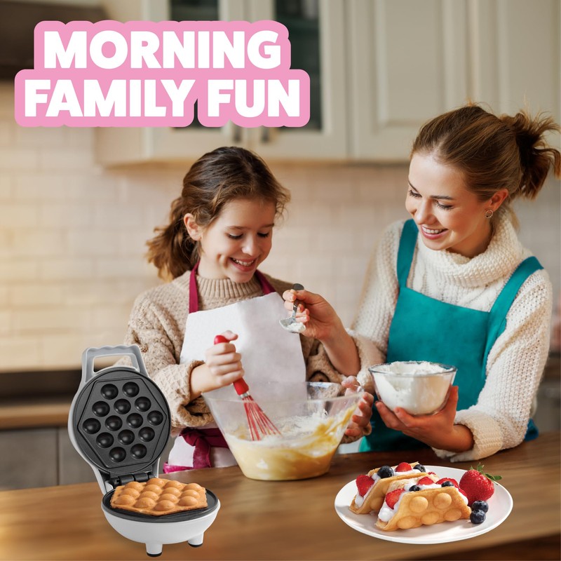 Bubble Mini Waffle Maker- Special Holiday Breakfast w Tiny Hong