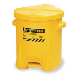 Eagle 933-FLY Oily Waste Polyethylene Safety Can with Foot Lever, 6 Gallon Capacity, Yellow