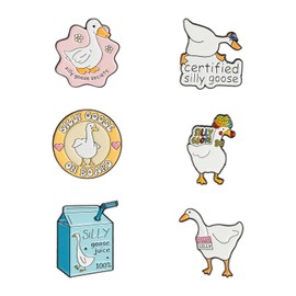 Tabanzhe Goose Letter Lapel Pin-6PCS Cute Funny Animal Brooches Badge Silly Goose for Backpacks Clothes Jackets Hats Decoration Novelty Gift