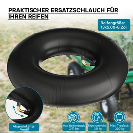 Hose for Lawnmower Tyres 13 x 5.00-8 with Angle Valve Tyre Cover Tyre Tube Tractor