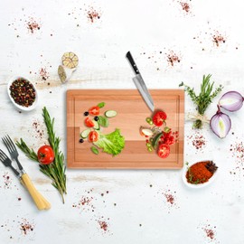 Kenzal Beech Wood Cutting Board - 13 x 10 Inches Heavy Duty Chopping Boards with Juice Groove - Versatile Kitchen Tool for Effortless Food Preparation and Elegant Serving