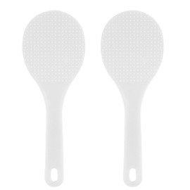 Cionyce 2PCS Plastic Rice Paddle Spoon Rice Scoop, Non-Stick Rice Spatula Rice Cooker Spoon Rice Serving Spoon 7.87 Inch (White A)