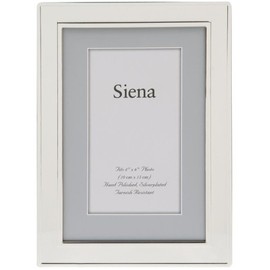 Siena Double Border Plain Silver Picture Frame, Tarnish Resistant Finish, Perfect Photo Frame for any End Table, Credenza, Shelf, or Nightstand, Silver 4x6