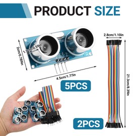 Pack of 5 HC-SR04 Ultrasonic Sensor Distance Sensor Module, HC-SR04 Ultrasonic Distance Sensor, Ultrasonic Distance Sensor HC-SR04, Ultrasonic Modules, for DIY, Electronic Projects