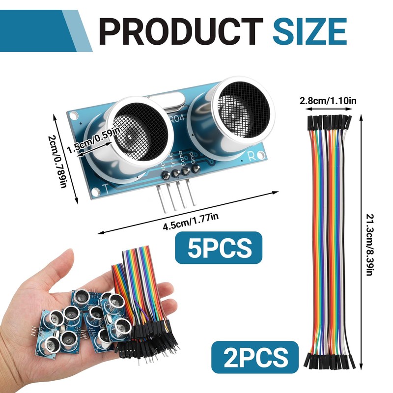 Pack of 5 HC-SR04 Ultrasonic Sensor Distance Sensor Module, HC-SR04