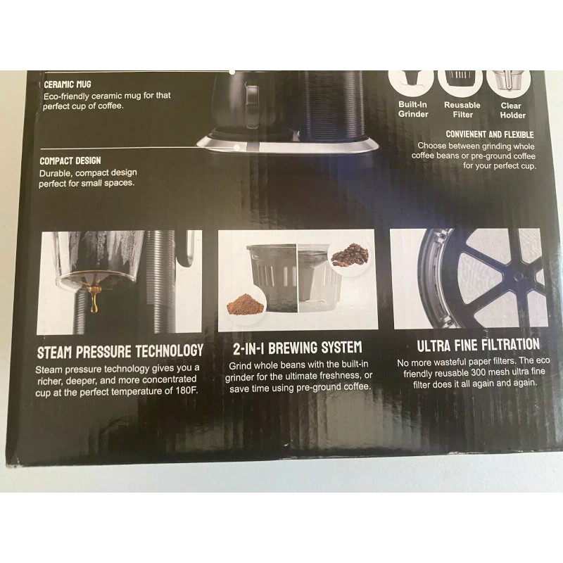 Java Starr coffee maker with built in coffee grinder black