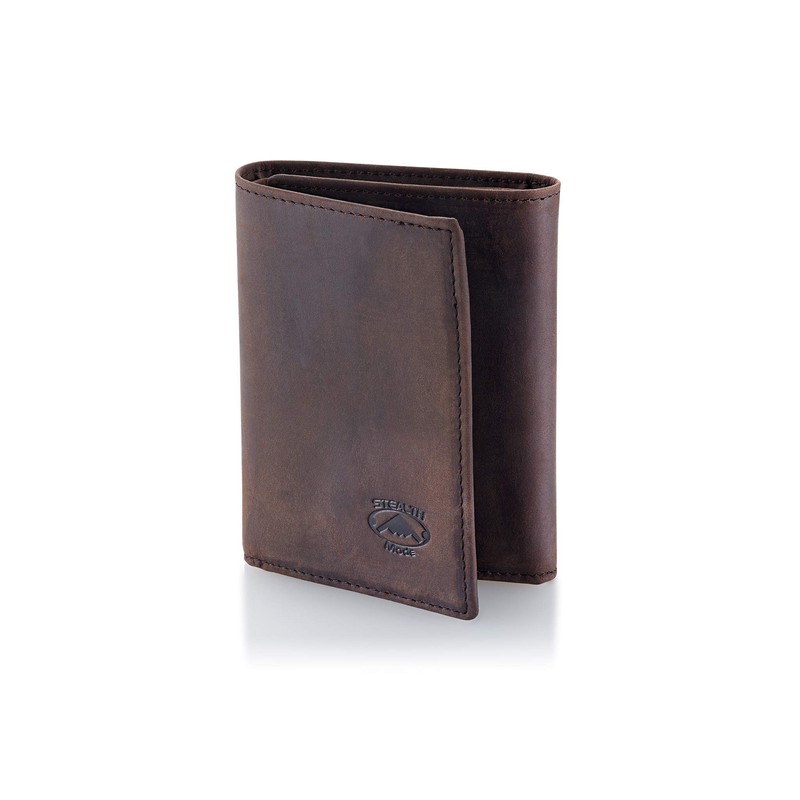 Stealth Mode Leather Trifold RFID Wallet For Men With Flip