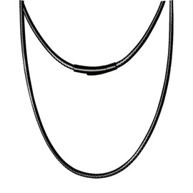 IOYYIO Waterproof Braided Leather Cord Necklace with clasp, 16 inches Black Rope Chain for pendants (Gift Box)