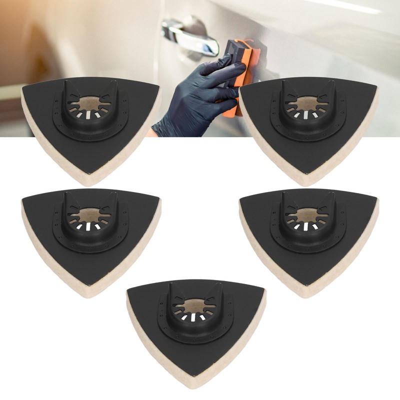 5PCS Wool Polishing Pad with Alloy Steel Base Triangular Felt