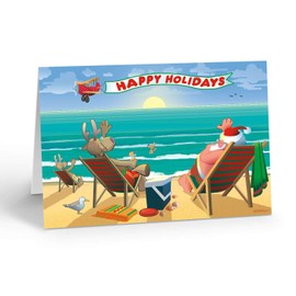 Stonehouse Collection | Beachside Enjoyment Christmas Card | 18 Beach Christmas Cards & Envelopes | USA Made