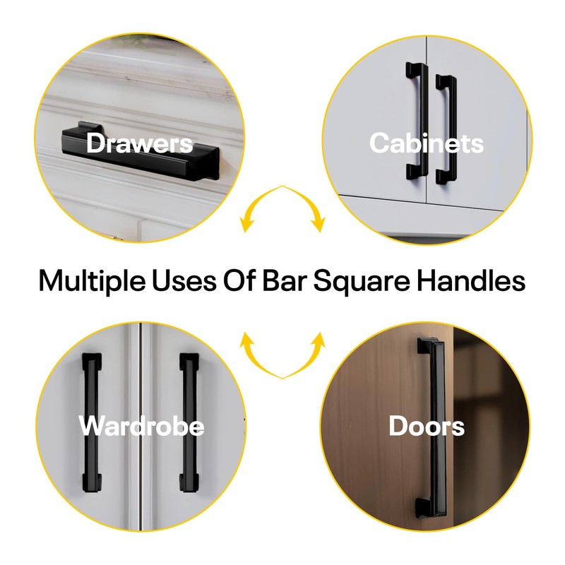 Black Cabinet Handles 5 Inch Hole to Hole - Bar