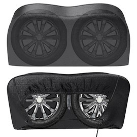 UOIENRT Waterproof RV Tire Wheel Covers Dual Axle, Universal RV Wheel Covers Protector, Anti-UV Black Dual Tire Covers for RV Trailer Truck SUV Camper (30”-32” Diameter)