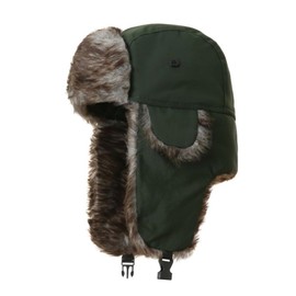 LLmoway Trapper Hat Winter Hats with Ear Flaps Faux Fur for Men Women Outdoor Fishing Hunting Skiing Warm Blackish Green