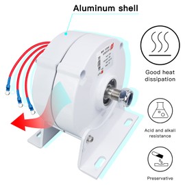 Mars Rock 200W 12V 24V Low RPM NdFeb PMG Rare Earth Permanent Magnet Generator With Base for DIY Horizontal Wind Turbine Generator Windmill Exercise Bike Hydro Turbine Electric Motor Optional Controller (G200B01))) (12V+Base)