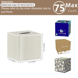 Plus Size Tissue Box Cover, PU Leather Square Tissue Box Holder, Cube Napkin Dispenser Decorative Holder Organizer for Bathroom Vanity Countertop, Nightstand, Coffee Table, Home,Office Desk & Car