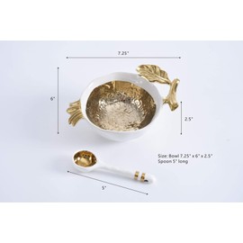 Pampa Bay Get Gifty Bowl and Spoon Set for Soup, Snacks, Nuts and More, Gold Pomegranate
