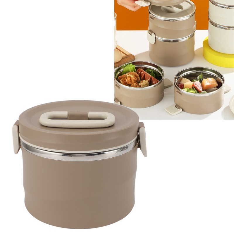 Insulated Food Container 304 Stainless Steel PP Stackable Portable Round