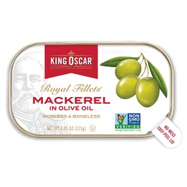 King Oscar Skinless & Boneless Mackerel Fillets in Olive Oil, 4.05 Ounce (Pack of 12)